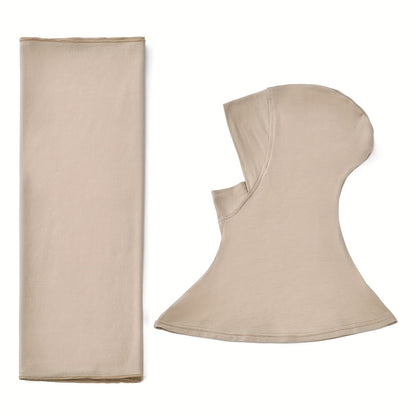 alalar-2pcs Muslim Women's Headscarf Set with Base Cap and Hair Tie-طقم حجاب نسائي مسلم مكون من قطعتين مع غطاء أساسي وربطة شعر،