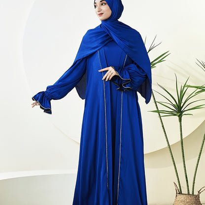 alalar | Premium Three-Piece Abaya Set – Long Robe with Sparkling Rhinestones