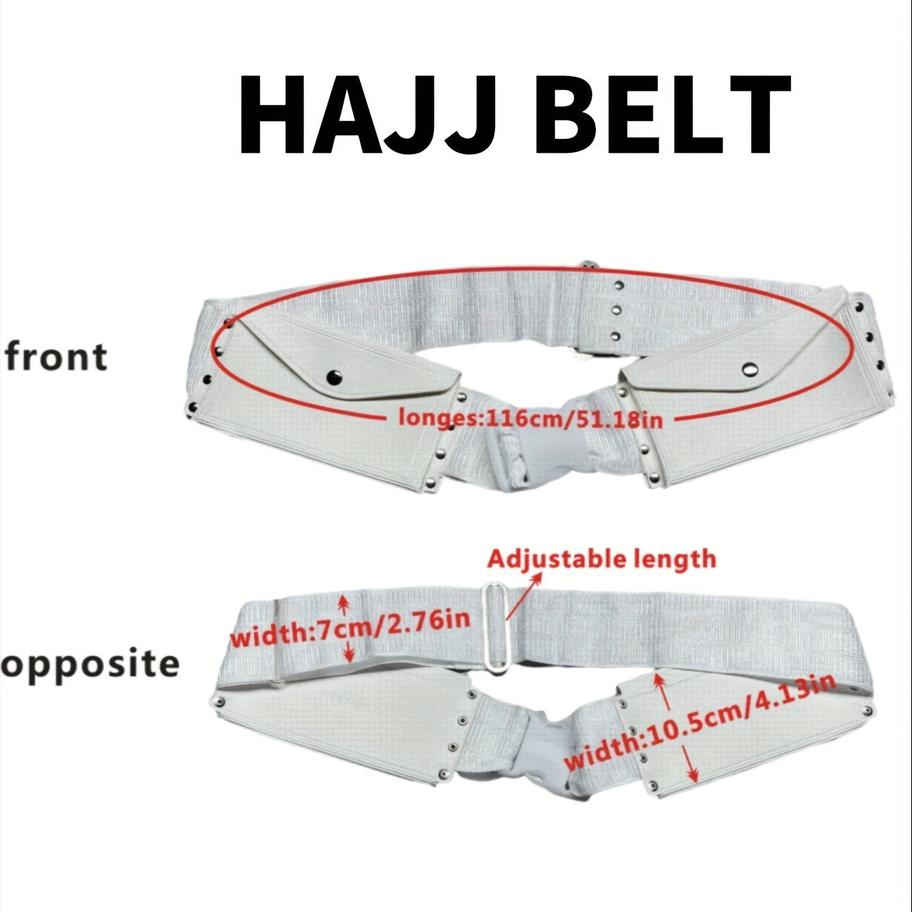 alalar-1pc Multi-functional Adjustable Islamic Muslim Worship Belt Waist Bag- حزام العمرة والحج والطواف