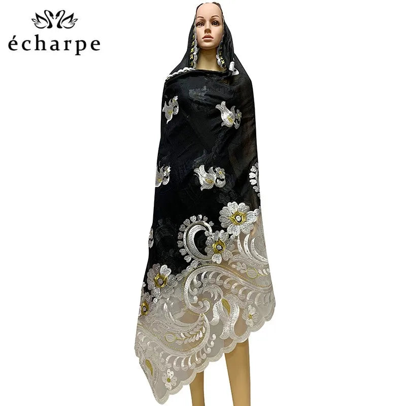 alalar | Embroidered Cotton Hijab Scarf – African & Dubai Style