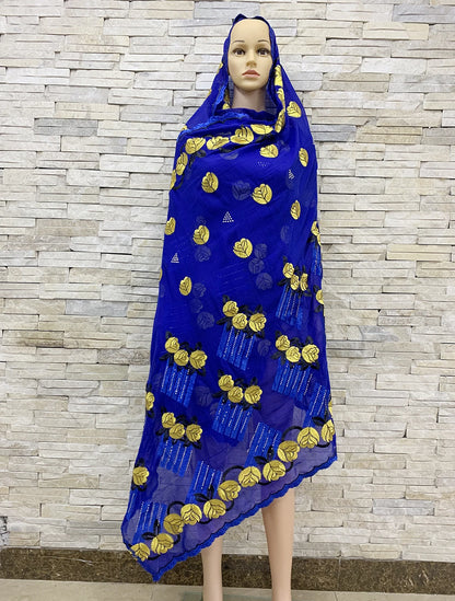 ALALAR | Embroidered Cotton Turban Hijab – African Style 3-Color Muslim Headwrap Dubai Soft Scarf