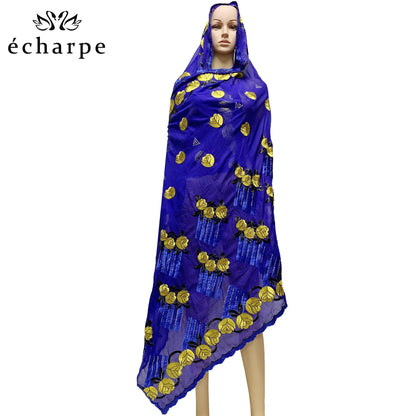 ALALAR | Embroidered Cotton Turban Hijab – African Style 3-Color Muslim Headwrap Dubai Soft Scarf
