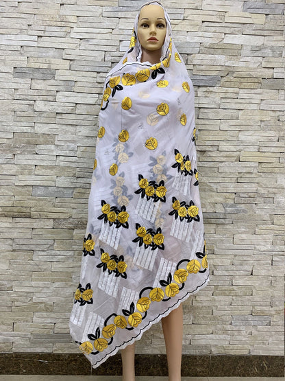 ALALAR | Embroidered Cotton Turban Hijab – African Style 3-Color Muslim Headwrap Dubai Soft Scarf