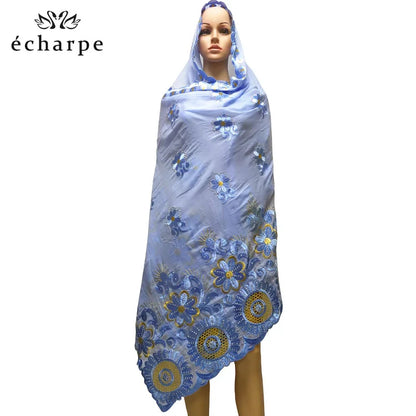alalar | African-Inspired Hollow Cotton Embroidered Hijab Scarf
