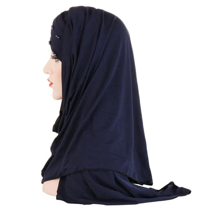 alalar- Cotton Scarf Plain Hijabs With Bead Shawls And Wraps Femme -حجاب قطني سادة مع شالات  مطرزة بخرز