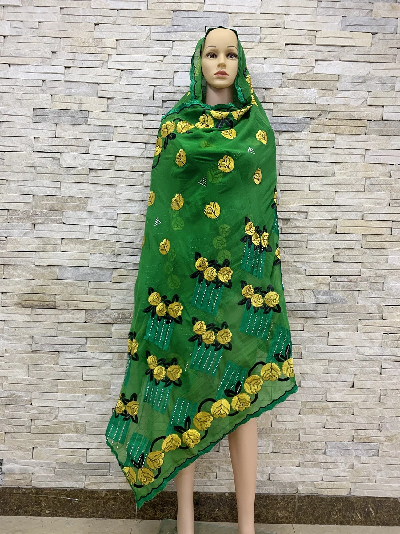 ALALAR | Embroidered Cotton Turban Hijab – African Style 3-Color Muslim Headwrap Dubai Soft Scarf