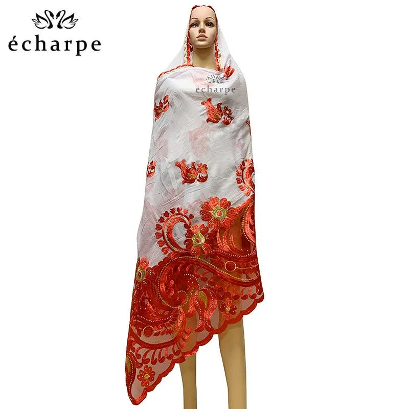 alalar | Embroidered Cotton Hijab Scarf – African & Dubai Style