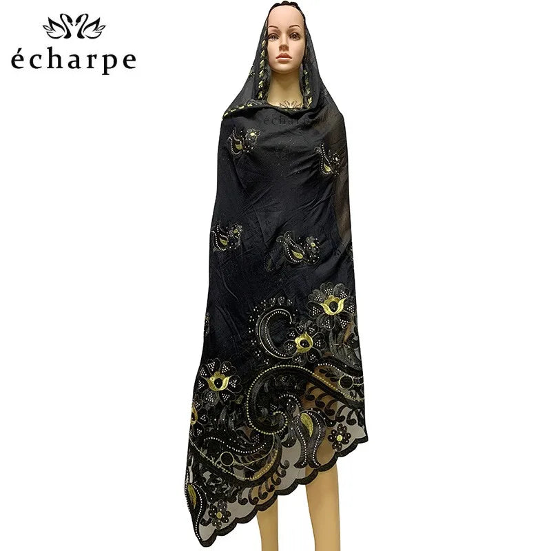 alalar | Embroidered Cotton Hijab Scarf – African & Dubai Style