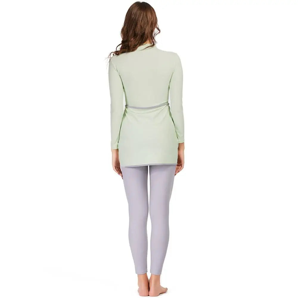 alalar | 3-Piece Modest Patchwork Burkini Swimsuit – Sporty Long-Sleeve Swimwear with Hijab