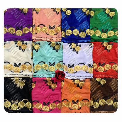ALALAR | Embroidered Cotton Turban Hijab – African Style 3-Color Muslim Headwrap Dubai Soft Scarf