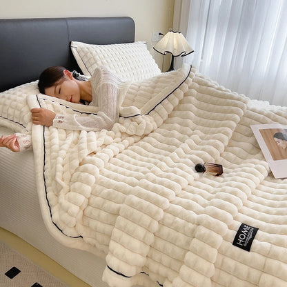 alalar-Luxury Double Layer Faux Rabbit Fur Throw Blanket-بطانية فاخرة مزدوجة الطبقات من فرو الأرنب الصناعي