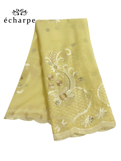 alalar | Dubai-Style Embroidered Cotton Hijab – African Pashmina Turban & Shawl