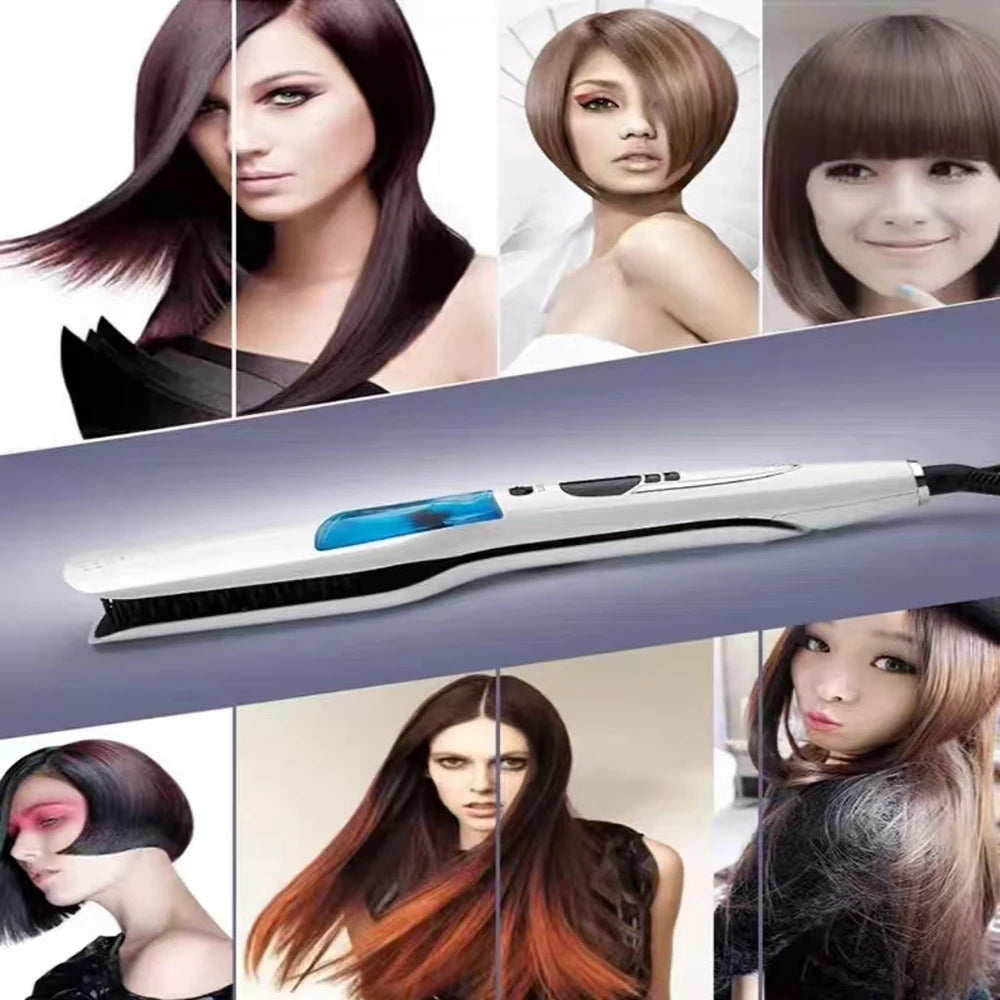 alalar-Health-Beauty Steam Hair Straightener Brush Anti-scald Negative Ion Hair Care Ceramic    فرشاة فرد الشعر بالبخار، مضادة للحروق، أيونات سالبة للعناية بالشعر