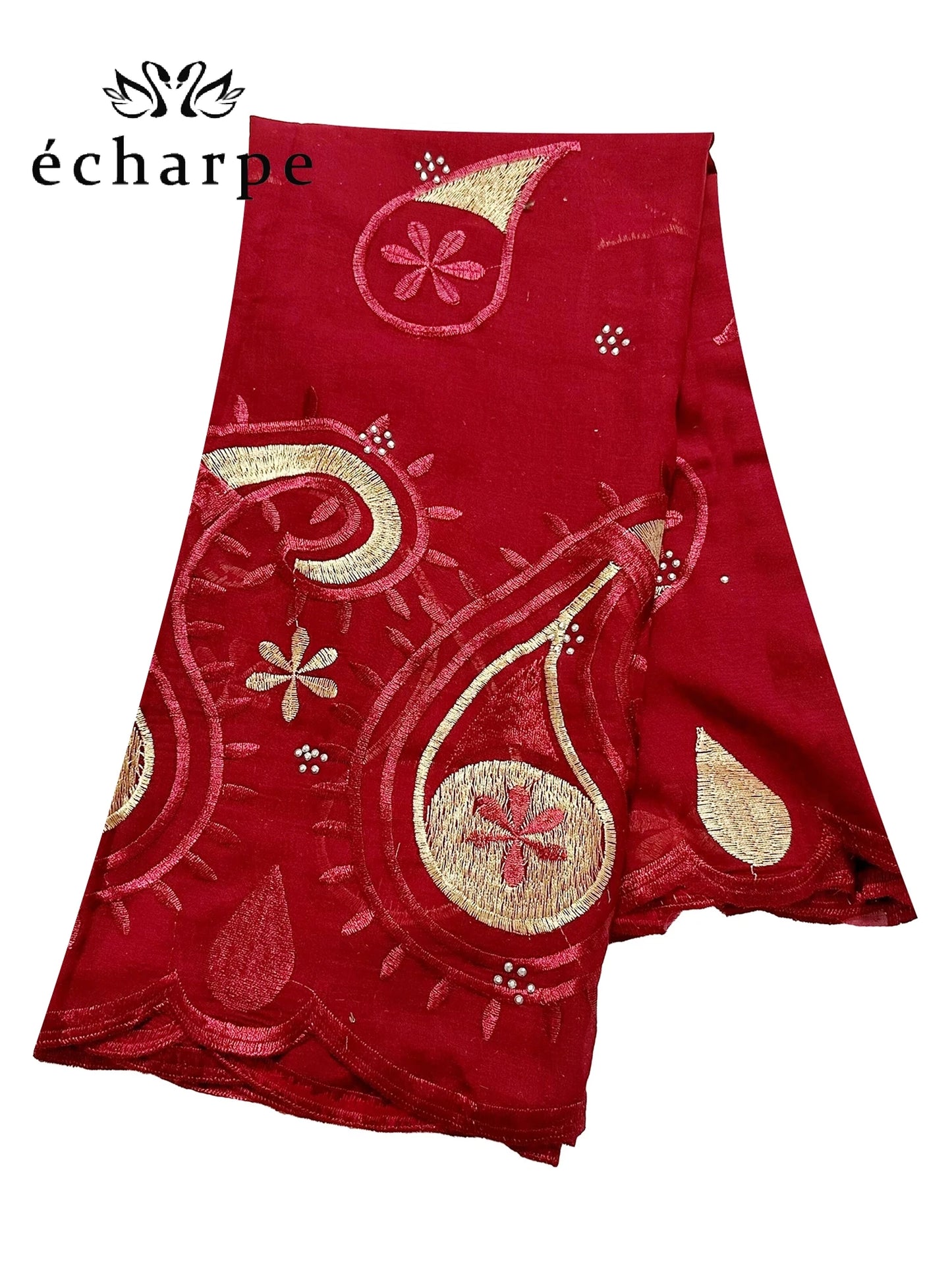 alalar | Dubai-Style Embroidered Cotton Hijab – African Pashmina Turban & Shawl