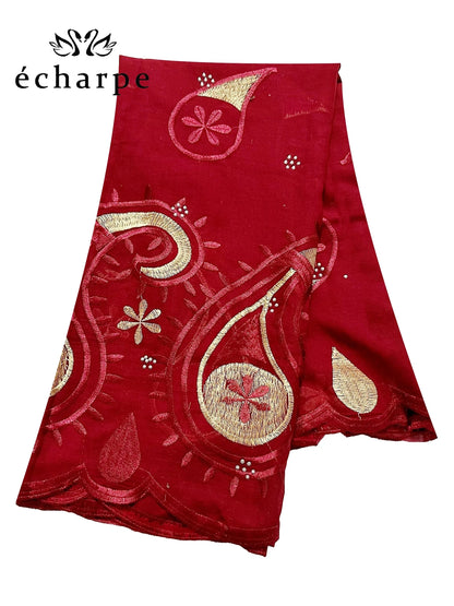 alalar | Dubai-Style Embroidered Cotton Hijab – African Pashmina Turban & Shawl