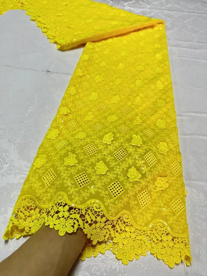 alalar-Premium Nigerian Tulle Lace Fabric – 5 Yards for Wedding, Party, Embroidery & Sequin Dresses, 2024 JL360
