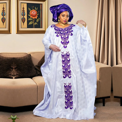ALALAR | African Embroidered Abaya Dress – Elegant Plus Size Modest Wear for Women