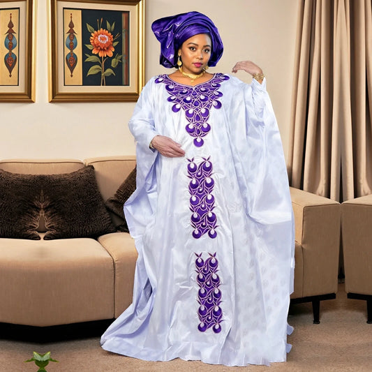 ALALAR | African Embroidered Abaya Dress – Elegant Plus Size Modest Wear for Women
