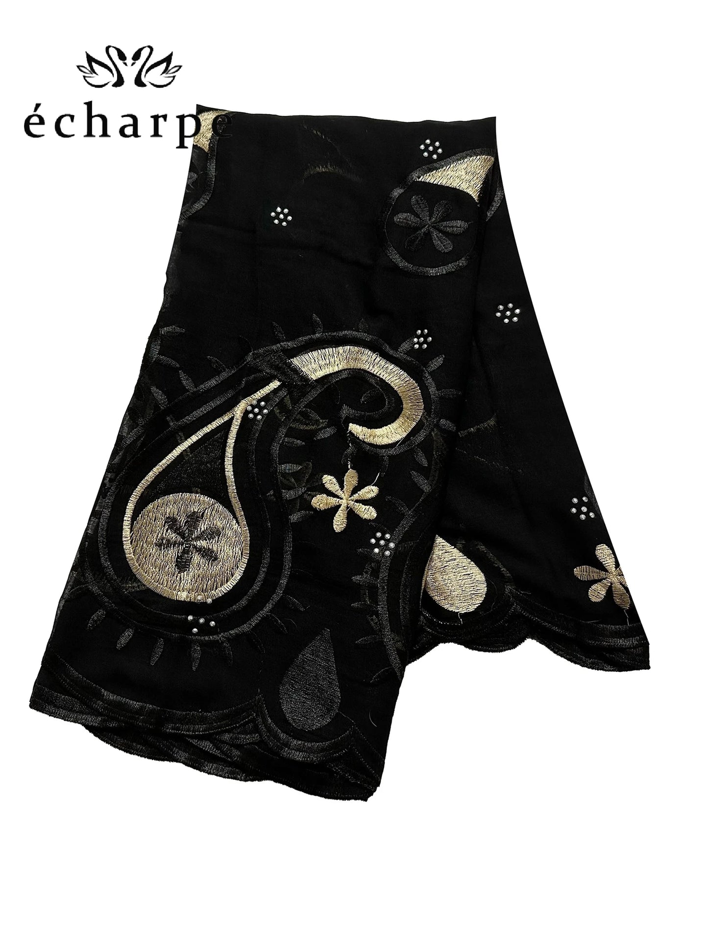 alalar | Dubai-Style Embroidered Cotton Hijab – African Pashmina Turban & Shawl