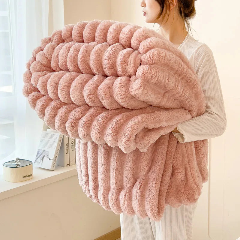 alalar-Solid Thickened Wide Striped  Blanket-بطانية متعددة الوظائف