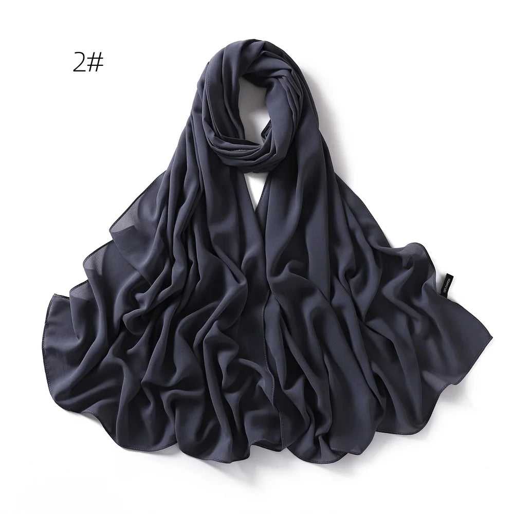alalar | Solid Color Chiffon Hijab Shawl – 36 Colors, Lightweight Long Wrap (70×180cm)