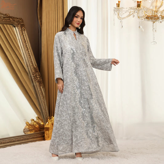 alalar | Luxury Moroccan Floral Embroidered Abaya – Dubai Beaded Kaftan Evening Dress
