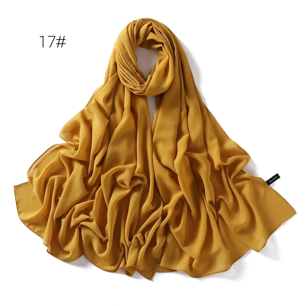 alalar | Solid Color Chiffon Hijab Shawl – 36 Colors, Lightweight Long Wrap (70×180cm)