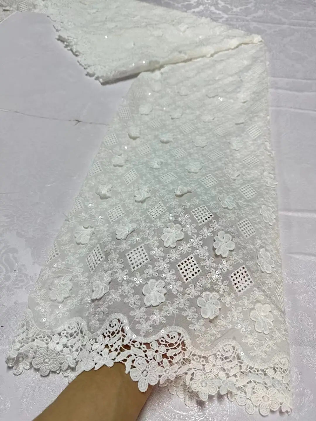 alalar-Premium Nigerian Tulle Lace Fabric – 5 Yards for Wedding, Party, Embroidery & Sequin Dresses, 2024 JL360