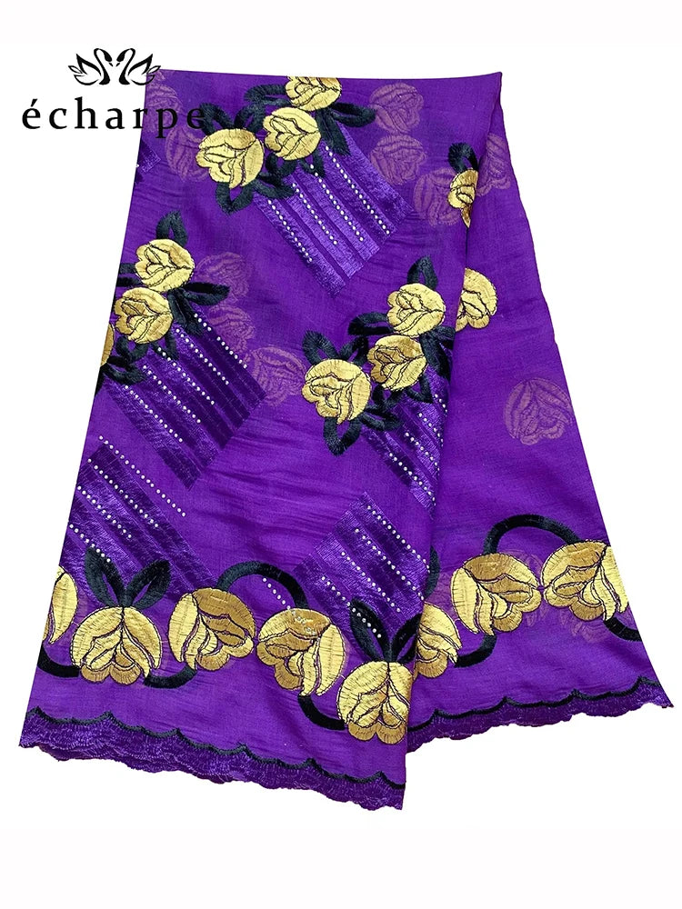 ALALAR | Embroidered Cotton Turban Hijab – African Style 3-Color Muslim Headwrap Dubai Soft Scarf