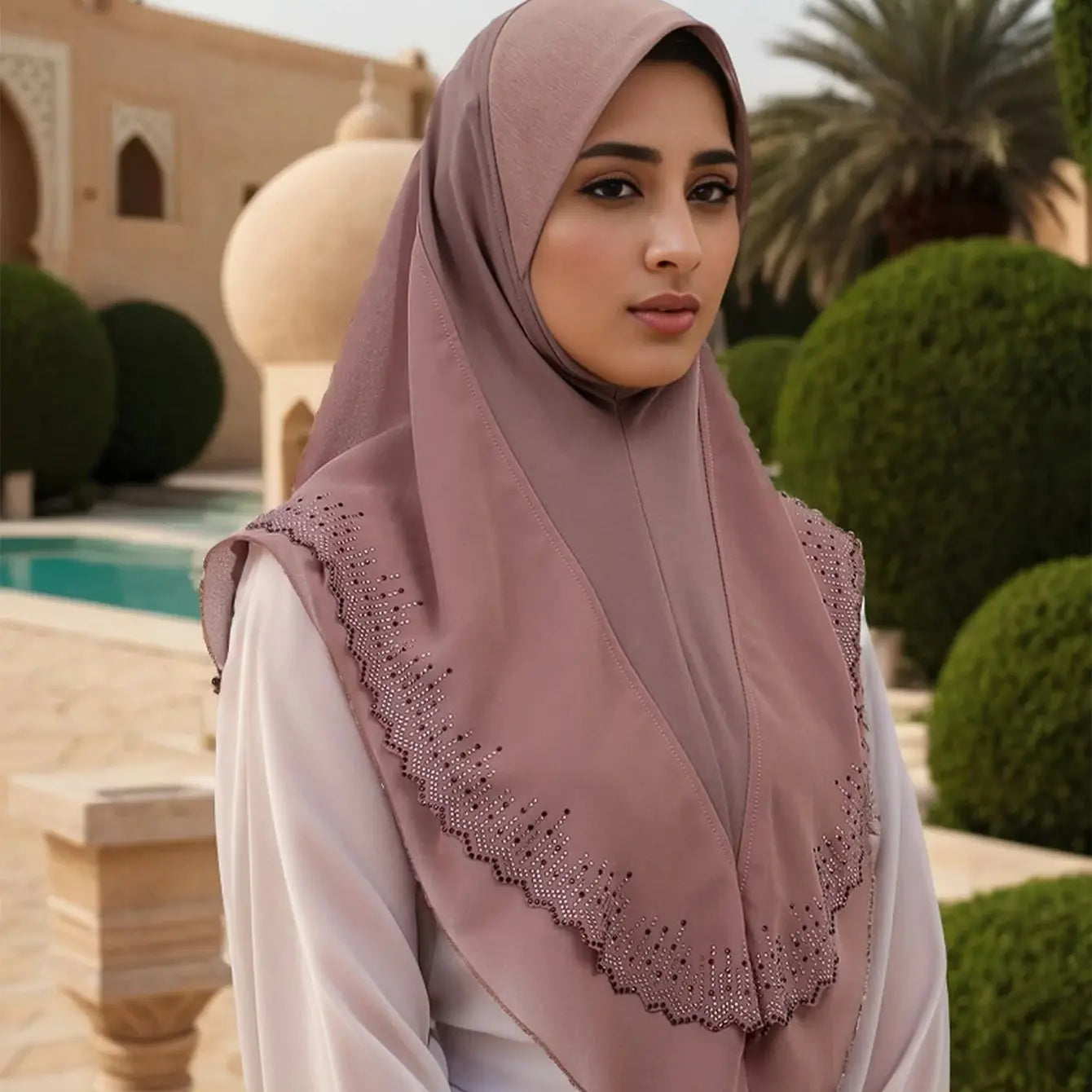 Luxury Ramadan Diamonds Chiffon Hijab -alalar