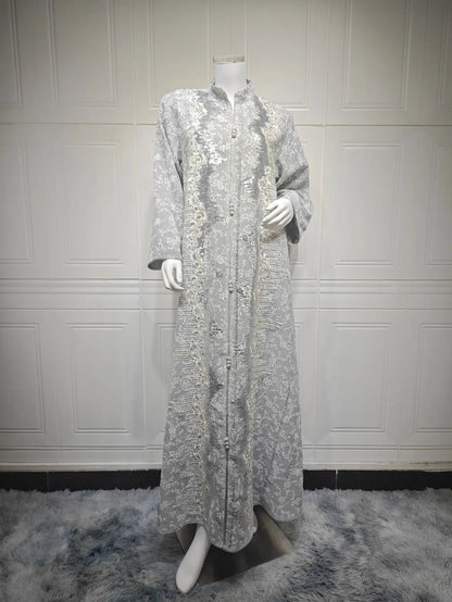 alalar | Luxury Moroccan Floral Embroidered Abaya – Dubai Beaded Kaftan Evening Dress