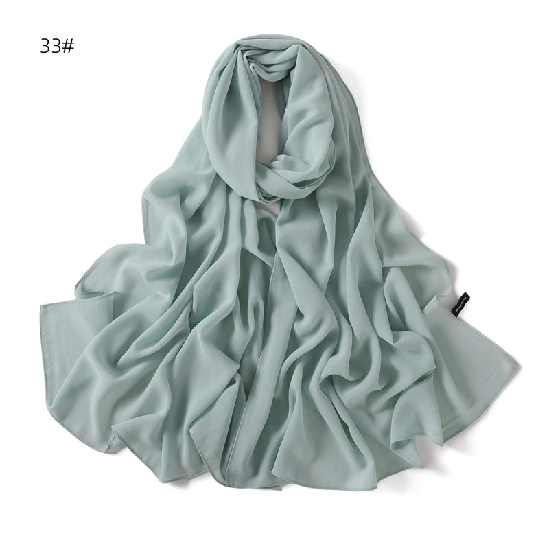 alalar | Solid Color Chiffon Hijab Shawl – 36 Colors, Lightweight Long Wrap (70×180cm)