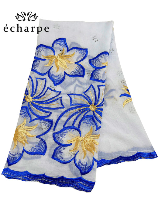 alalar | Dubai-Style Embroidered Cotton Hijab – African Pashmina Turban & Shawl