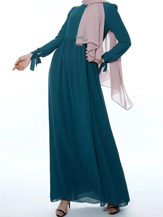 alalar-Scarf-Abaya Fashion Round neck Chiffon muslim dress Muslim abaya peignoir female embroidery islamic abaya prayer service clothing wy2018