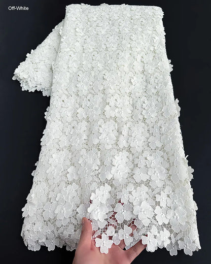 alalar | Luxury 3D Guipure Lace Fabric – 5 Yards Water Soluble African Bridal Lace