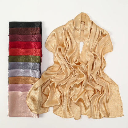 Fashion Leaf Print Satin Hijab -alalar