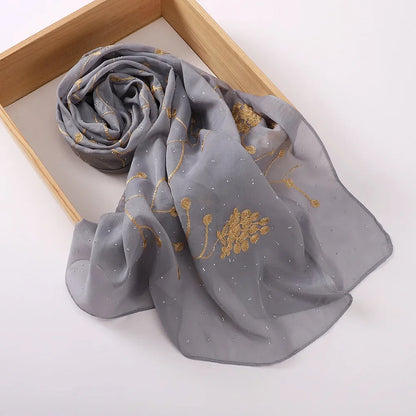 alalar | Embroidered Diamond Chiffon Hijab – Elegant Scarf & Turban Style Headwrap for Women