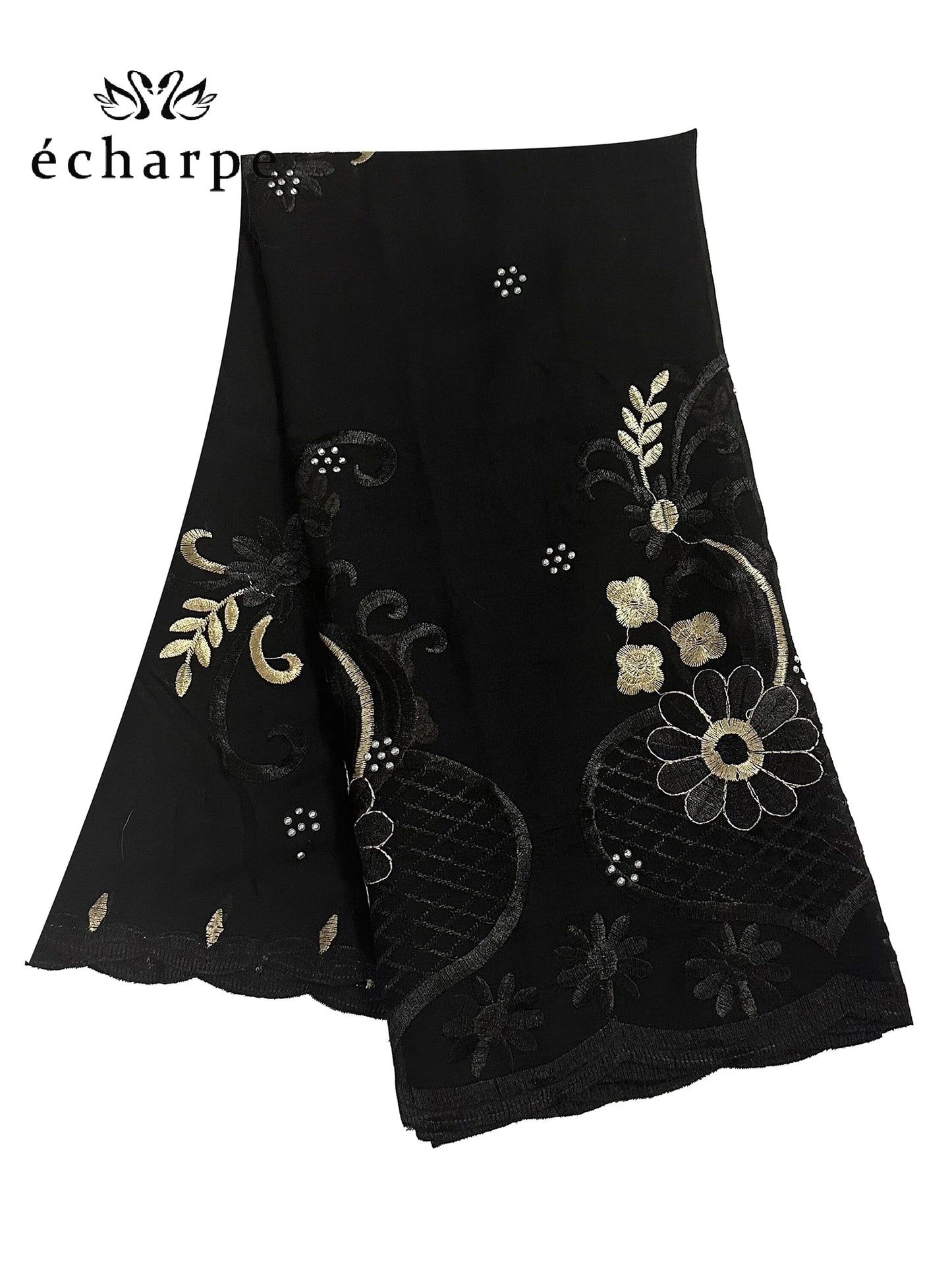 alalar | Dubai-Style Embroidered Cotton Hijab – African Pashmina Turban & Shawl