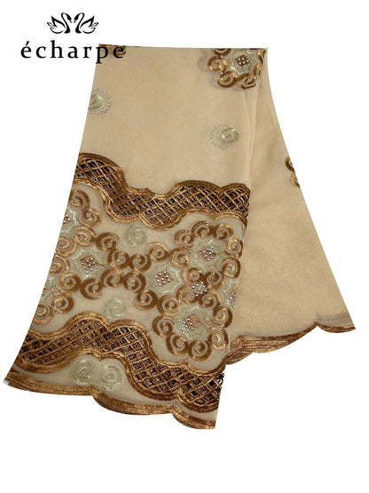 alalar | African Cotton Embroidered Hijab – Dubai-Style Ramadan Prayer Scarf