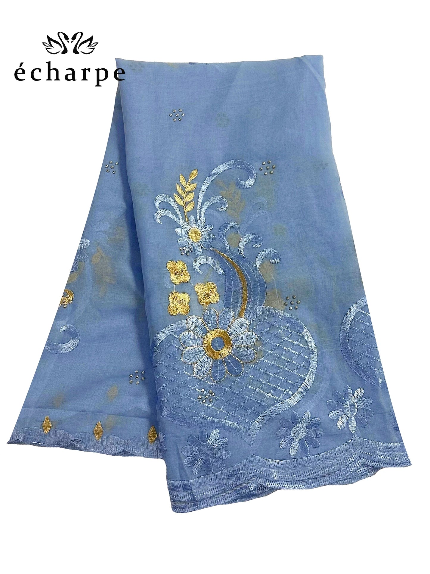 alalar | Dubai-Style Embroidered Cotton Hijab – African Pashmina Turban & Shawl
