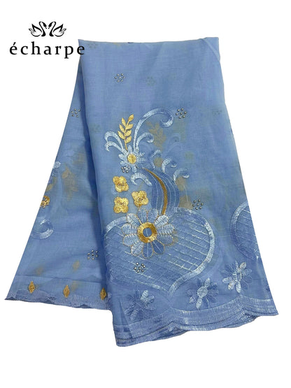 alalar | Dubai-Style Embroidered Cotton Hijab – African Pashmina Turban & Shawl