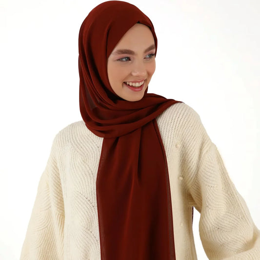 alalar | Premium Plain Chiffon Hijab – Malaysian Style Long Shawl