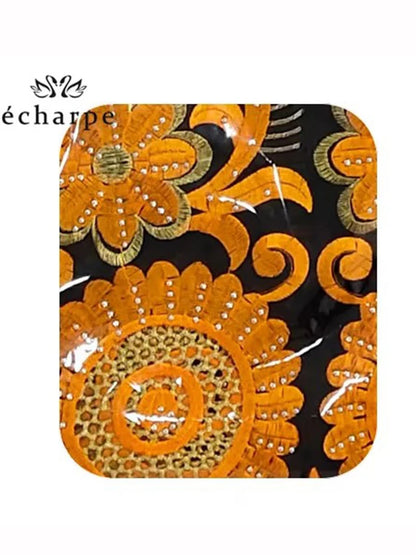 alalar | African Cotton Embroidered Hijab Scarf – Hollow Design Oversized Shawl (210 × 110 cm)