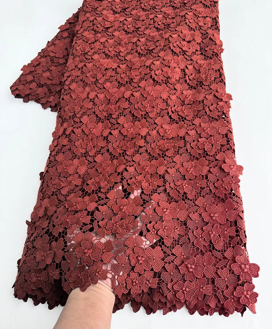alalar | Luxury 3D Guipure Lace Fabric – 5 Yards Water Soluble African Bridal Lace