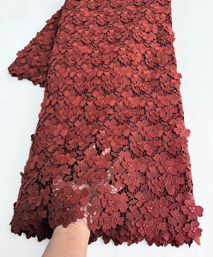alalar | Luxury 3D Guipure Lace Fabric – 5 Yards Water Soluble African Bridal Lace