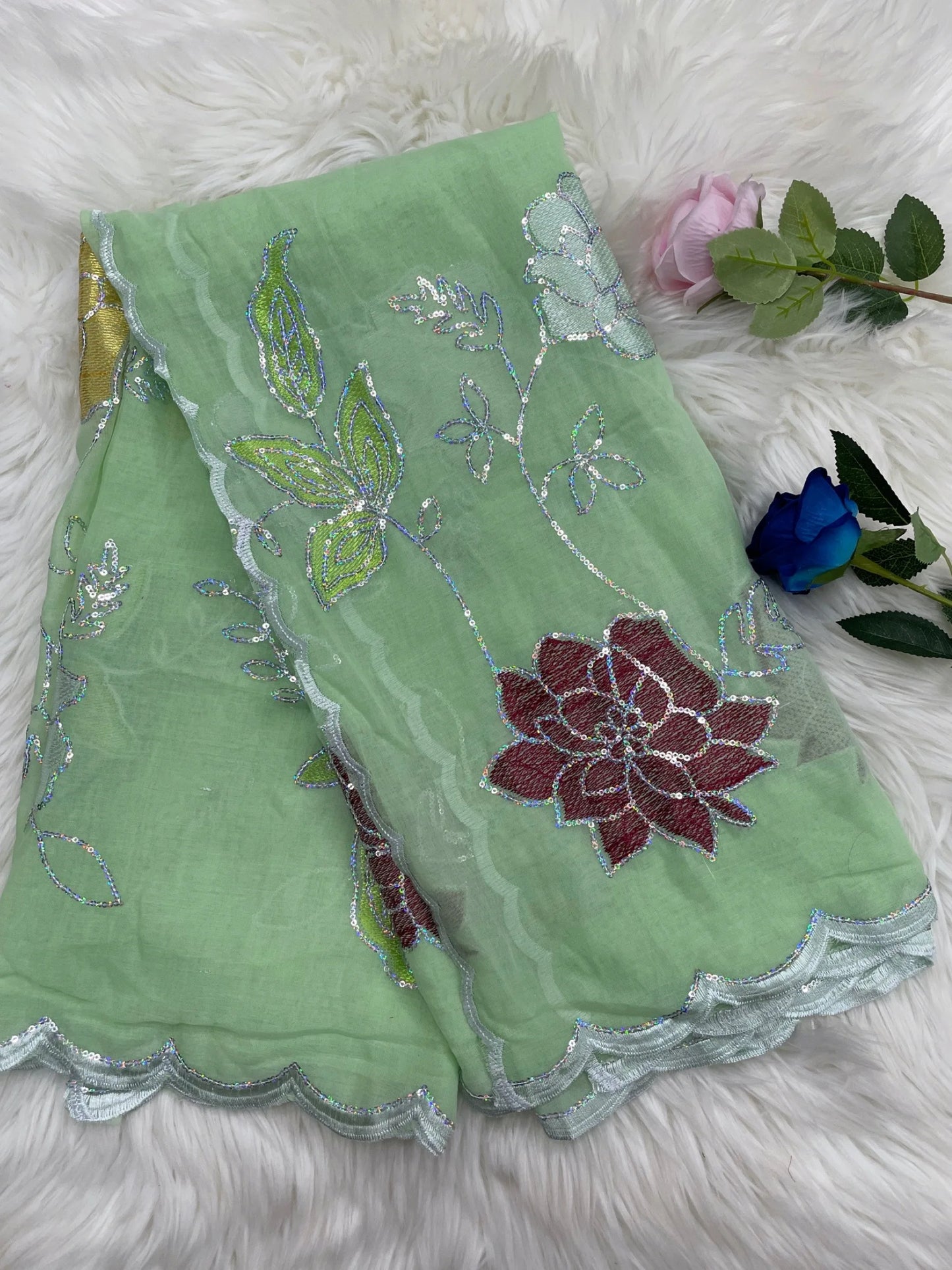 ALALAR | Embroidered Cotton Hijab Scarf – African Style Multicolor Muslim Headscarf Dubai Fashion