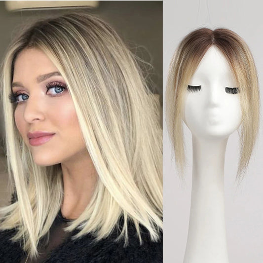 alalar-Women haircare - Barooka-Hair Toppers Clips in Hair Brown Blonde Ombre Laceمشابك شعر علوية من الدانتيل البني الأشقر أومبير