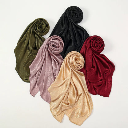 Fashion Leaf Print Satin Hijab -alalar