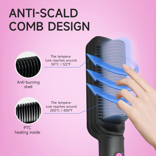 alalar-Health-Beauty-Hair Straightener Brush with Six Temperature Settings-فرشاة فرد الشعر مع ستة إعدادات لدرجة الحرارة