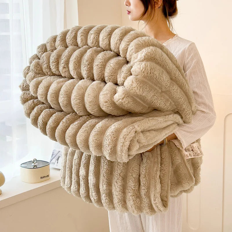 alalar-Solid Thickened Wide Striped  Blanket-بطانية متعددة الوظائف